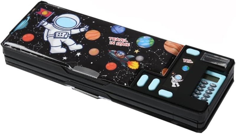 Pop Up Multifunction Pencil Case for Kids with Calculator and Sharpener - Space Design - Image 1