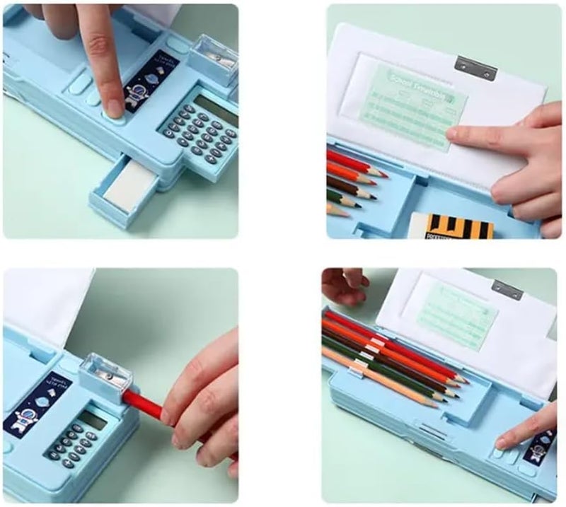 Pop Up Multifunction Pencil Case for Kids with Calculator and Sharpener - Space Design - Image 4