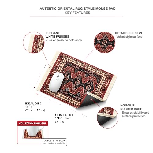 Inusitus 4Pack Oriental Rug Mouse Pads Mini Carpet Style Mousepads with Fringe NonSlip Rubber Base Aesthetic Desk Accessories for Office Home - Image 3