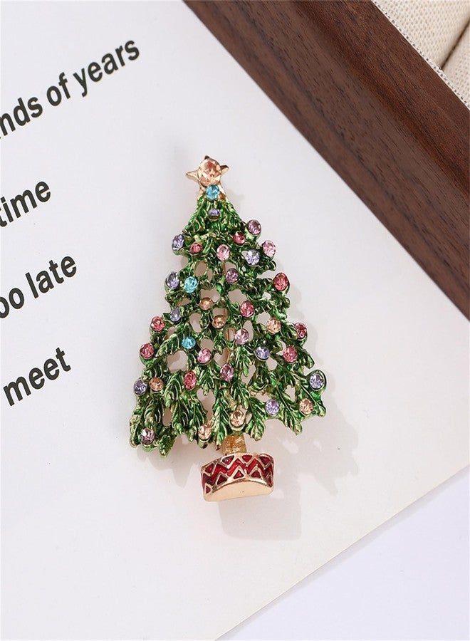 RLHRNDE Vintage Christmas Tree Brooch Pin, Crystal Pearl Rhinestone Holiday Jewelry, Gold Plated Decorative Pins for Women, Festive Party Accessories (Christmas Tree J) - Image 4