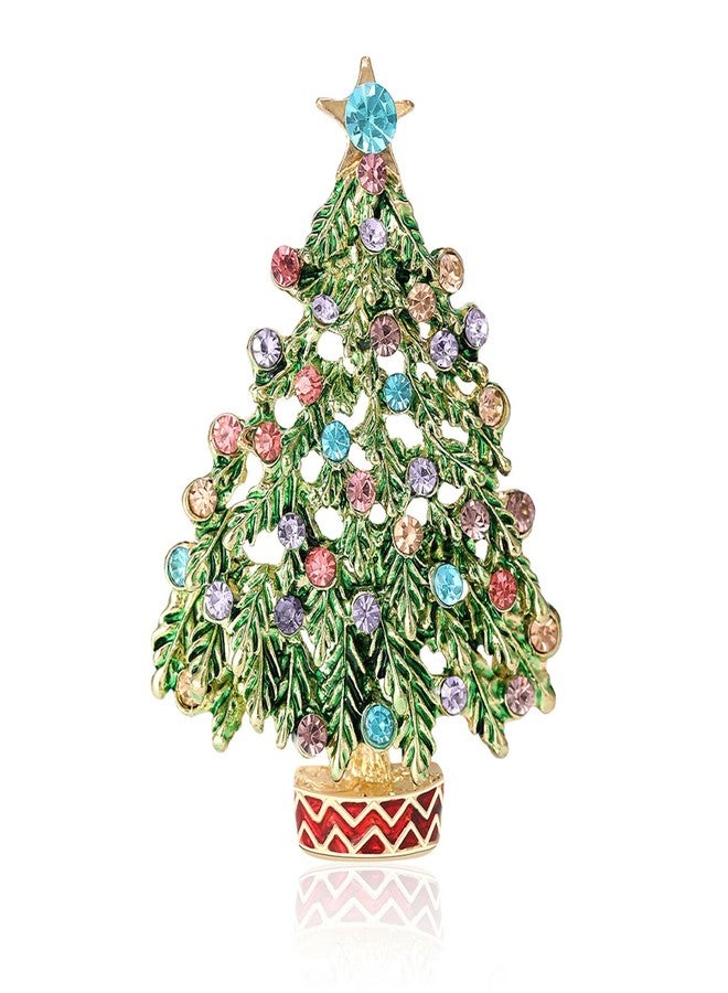 RLHRNDE Vintage Christmas Tree Brooch Pin, Crystal Pearl Rhinestone Holiday Jewelry, Gold Plated Decorative Pins for Women, Festive Party Accessories (Christmas Tree J) - Image 1