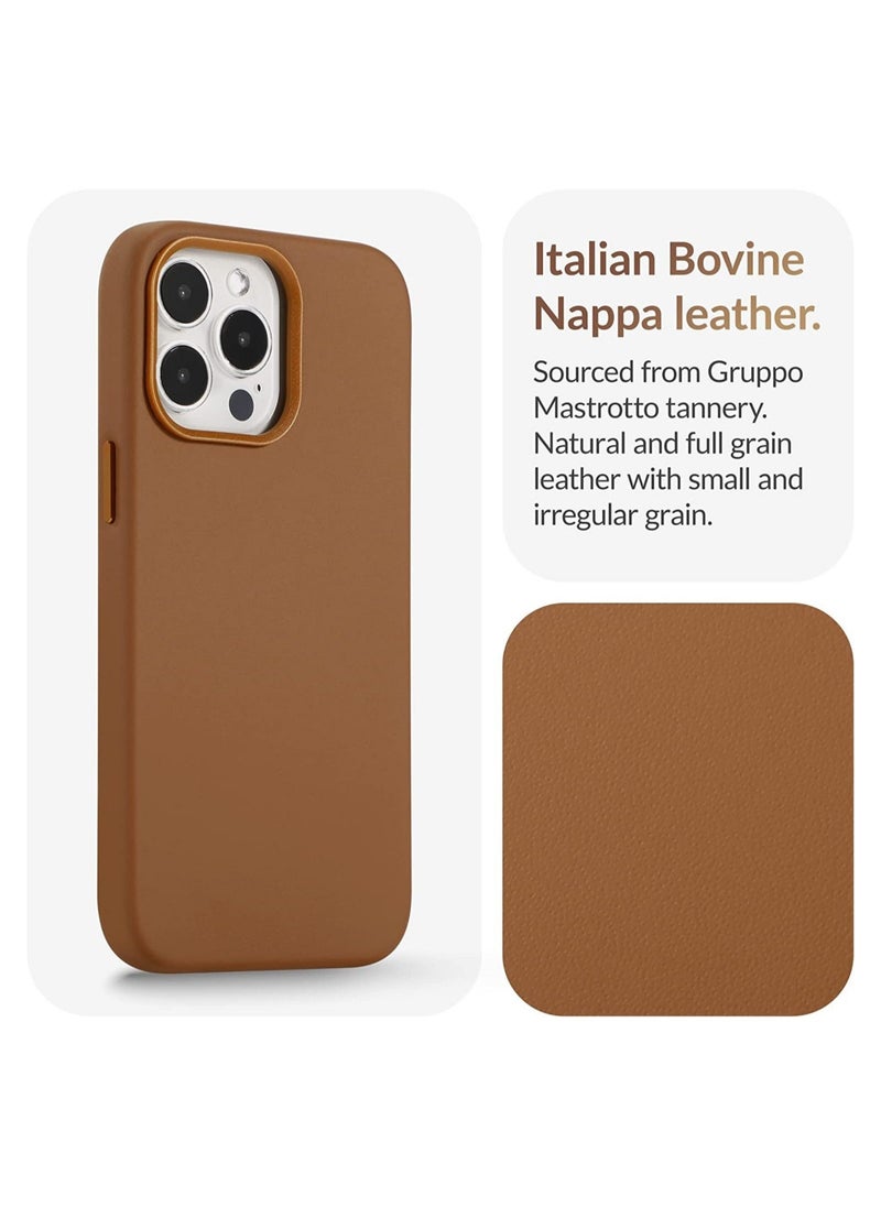 Raxoom For iPhone 14 Pro Max  European Nappa Leather Case - Smoothen and Soften Over Time - Compatible with Magsafe - Image 3