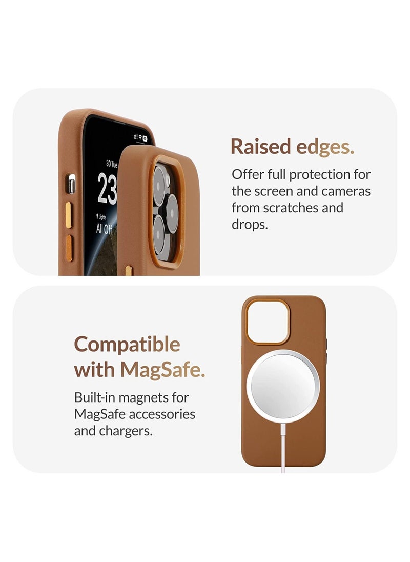 Raxoom For iPhone 14 Pro Max  European Nappa Leather Case - Smoothen and Soften Over Time - Compatible with Magsafe - Image 5