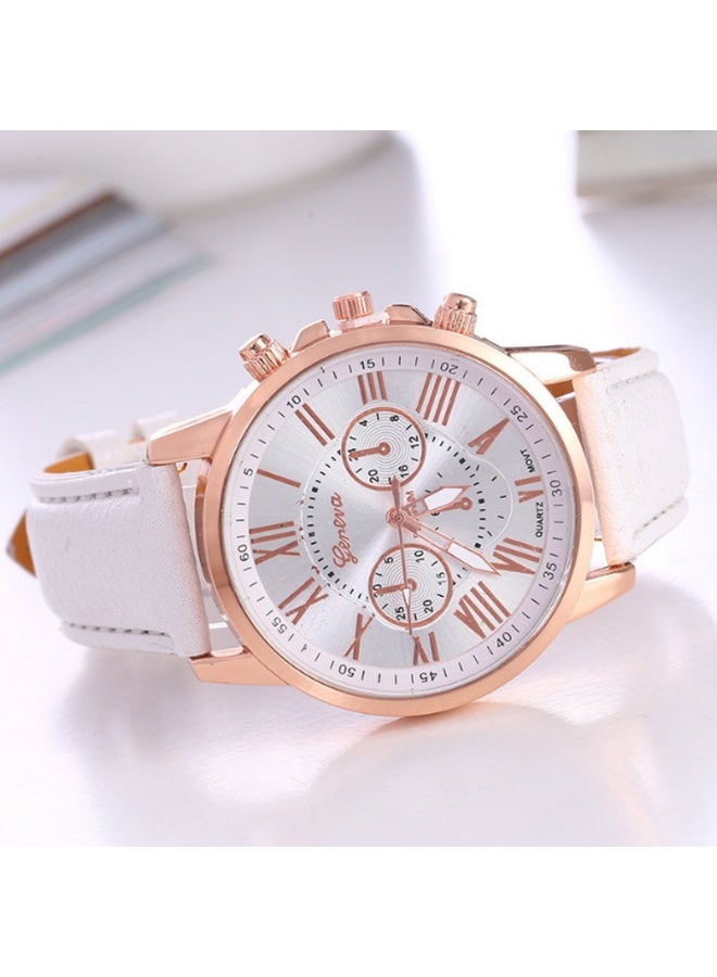 Geneva Women's Digital Quartz Watch & Bracelet Set - Fashion Leather Strap Wristwatch (White) - Image 2