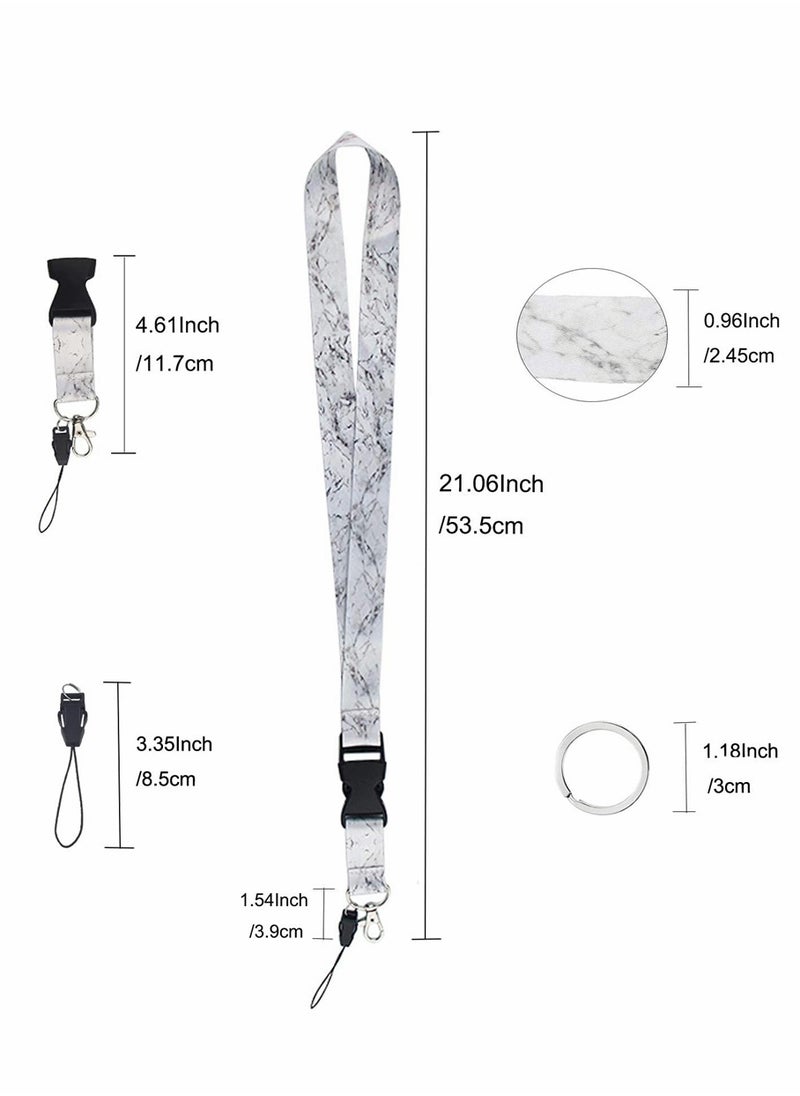 SYOSI - Lanyard Strap, Soft Fabric Neck Lanyard Card Holder Keychain Lanyard Neck Strap Keys Lanyards Strap ID Lanyard Cell Phones Bags Accessories Quick Release Detachable Buckle, White Marble Style - Image 1