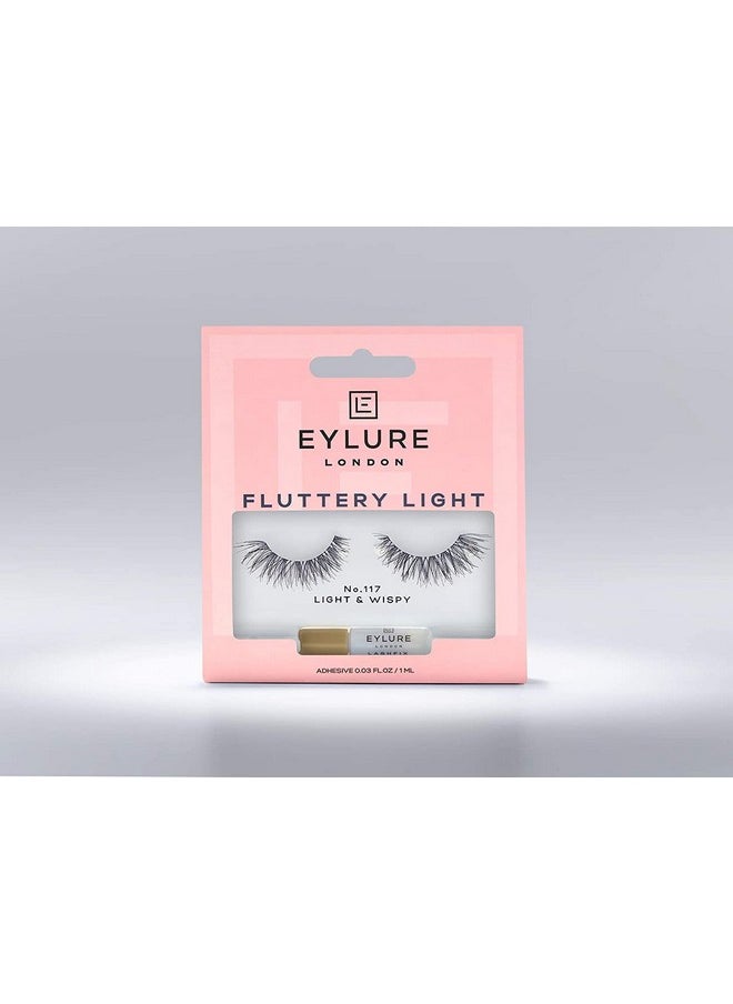 EYLURE - London False Eyelashes - Fluttery Light No. 117 Light & Wispy (False Eyelashes With Glue) | Long Lasting Up To 5 Wears Black - Image 1