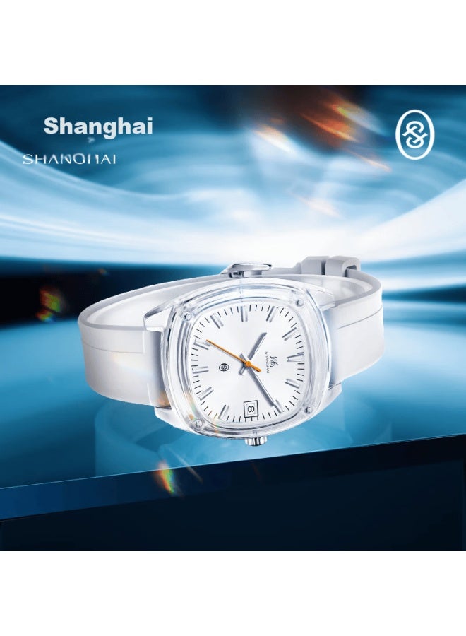 Shanghai Watch Gift National Series Dopamine Quartz Mechanical Style Silent Exam Wrisch Sh015 White Dial - Image 2