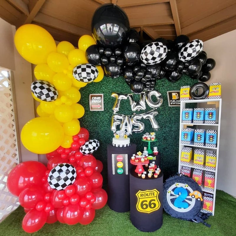 BBPOOL 150PCS Race Car Balloons Arch Garland Kit Racing Car Birthday Party Checkered Foil Balloons for Birthday Decorations ï¼ˆNo Backdropï¼‰ - Image 5
