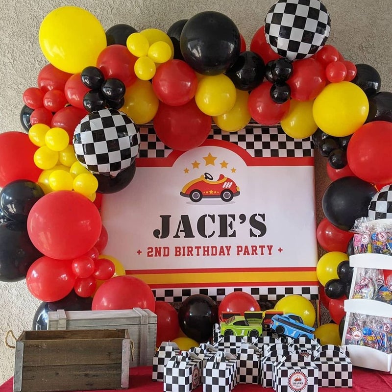 BBPOOL 150PCS Race Car Balloons Arch Garland Kit Racing Car Birthday Party Checkered Foil Balloons for Birthday Decorations ï¼ˆNo Backdropï¼‰ - Image 3