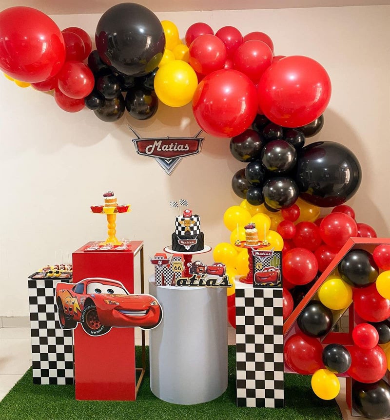 BBPOOL 150PCS Race Car Balloons Arch Garland Kit Racing Car Birthday Party Checkered Foil Balloons for Birthday Decorations ï¼ˆNo Backdropï¼‰ - Image 4