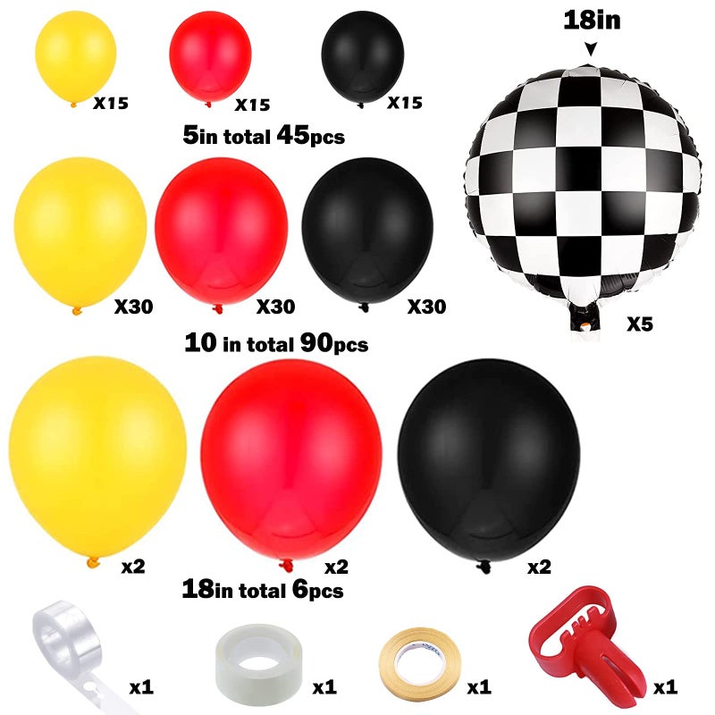 BBPOOL 150PCS Race Car Balloons Arch Garland Kit Racing Car Birthday Party Checkered Foil Balloons for Birthday Decorations ï¼ˆNo Backdropï¼‰ - Image 2