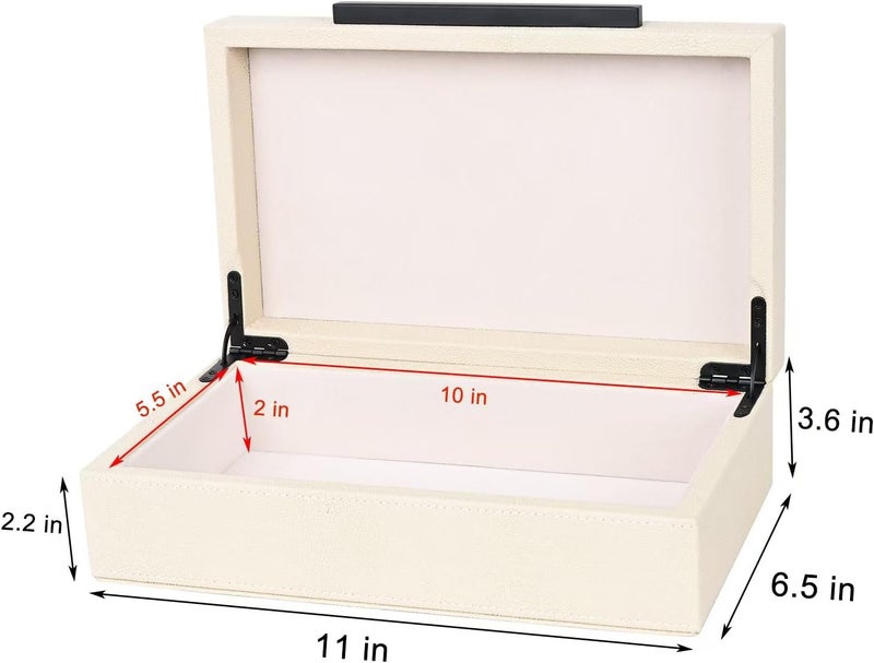 XIGEXIGE Beige Faux Leather Shagreen Decorative Storage Box - Small Jewelry Organizer & Keepsake Box with Lid for Home Decor - Image 4