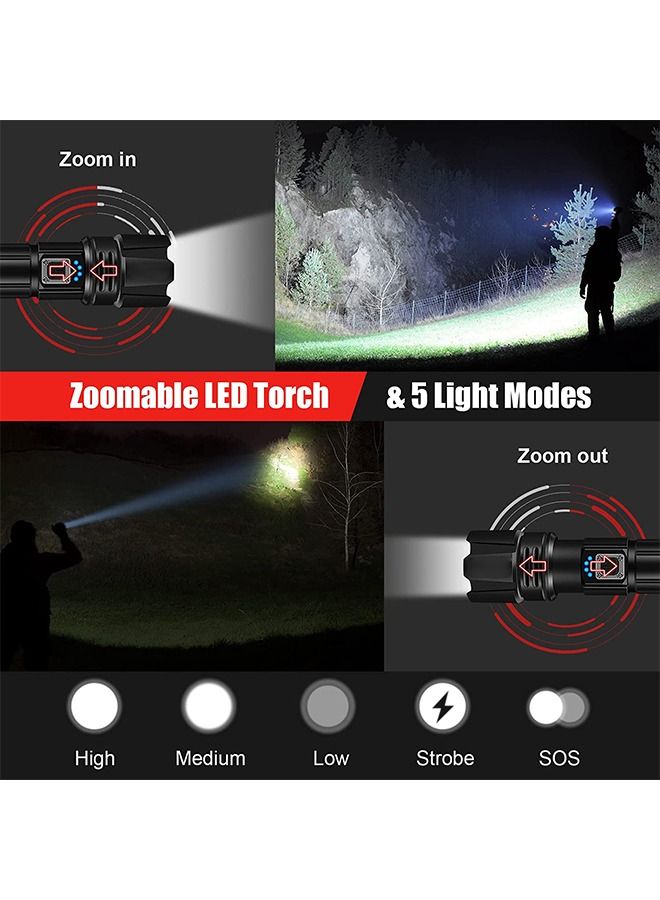 Arabest LED 10000 Lumens Flashlight XHP70.2 Rechargeable LED Flashlight IP67 Waterproof Zoomable Tactical (with 5000 mAh Battery)  - Image 3