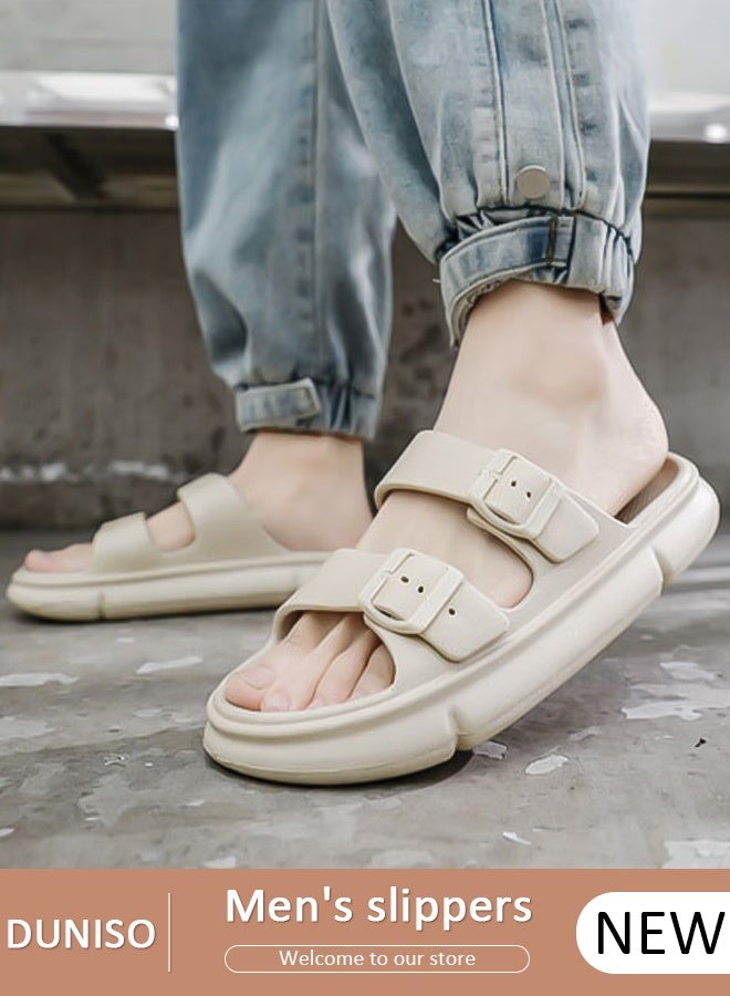 DUNISO Men's slippers Summer Sandals Lightweight Slide Sandal with Non-slip Soles Thick Sole Beach Slipper Breathable Slip-on Sandal House Flat Slipper for Pool Beach Yard Kitchen Shower - Image 1