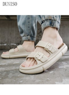 DUNISO Men's slippers Summer Sandals Lightweight Slide Sandal with Non-slip Soles Thick Sole Beach Slipper Breathable Slip-on Sandal House Flat Slipper for Pool Beach Yard Kitchen Shower  - Image 3