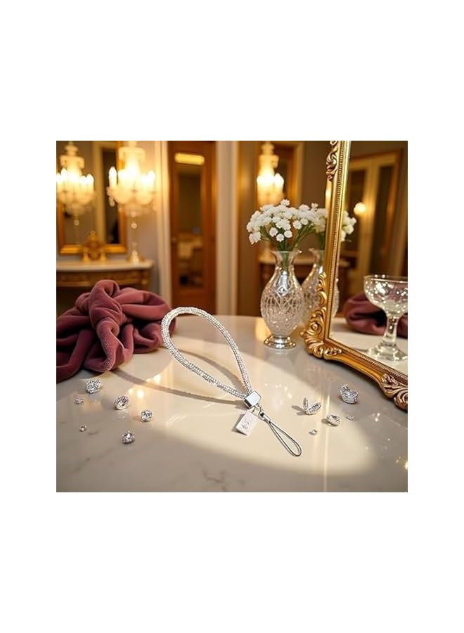 Green Tiger Crystal Phone Lanyard Wrist Straps - 2 Pcs Short Bling Full-Diamond Pendant Wristlet Keychain Straps for Wallet, Bag & Credit Card Holder, Easy Carry (White) - Image 5