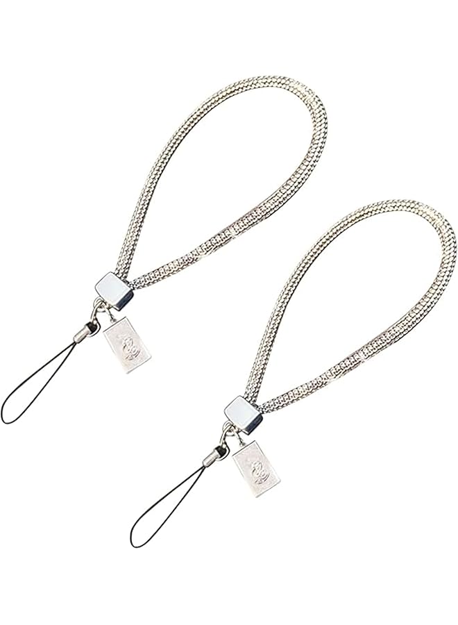 Green Tiger Crystal Phone Lanyard Wrist Straps - 2 Pcs Short Bling Full-Diamond Pendant Wristlet Keychain Straps for Wallet, Bag & Credit Card Holder, Easy Carry (White) - Image 1