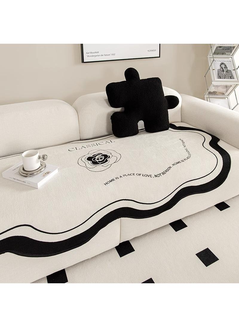 Irregular and irregular shaped sofa cushion, simple living room, chenille non slip seat cushion cover, cloth towel 90 * 180cm 
