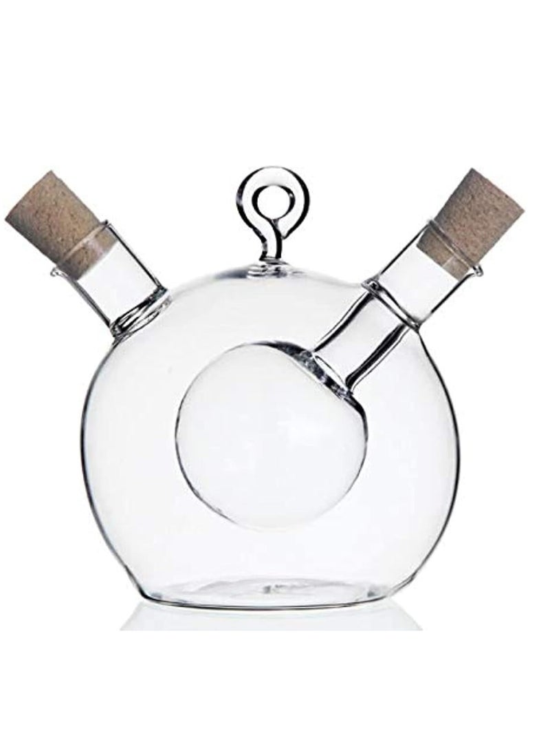 Bluejw زجاجة زيت الزيتون زجاجة يدوية الصنع قاع رطب زجاج بوروسيليكات عالي 2 في 1 زجاجة زيت وخل 440 مل - Image 1