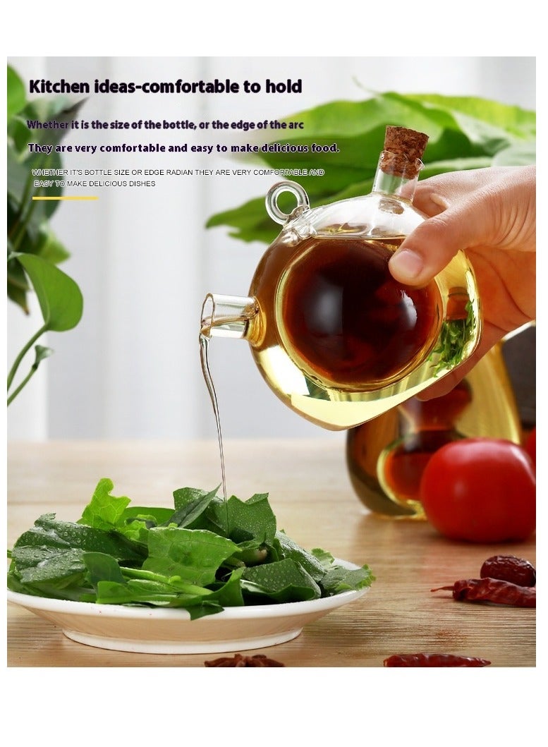 Bluejw زجاجة زيت الزيتون زجاجة يدوية الصنع قاع رطب زجاج بوروسيليكات عالي 2 في 1 زجاجة زيت وخل 440 مل - Image 3