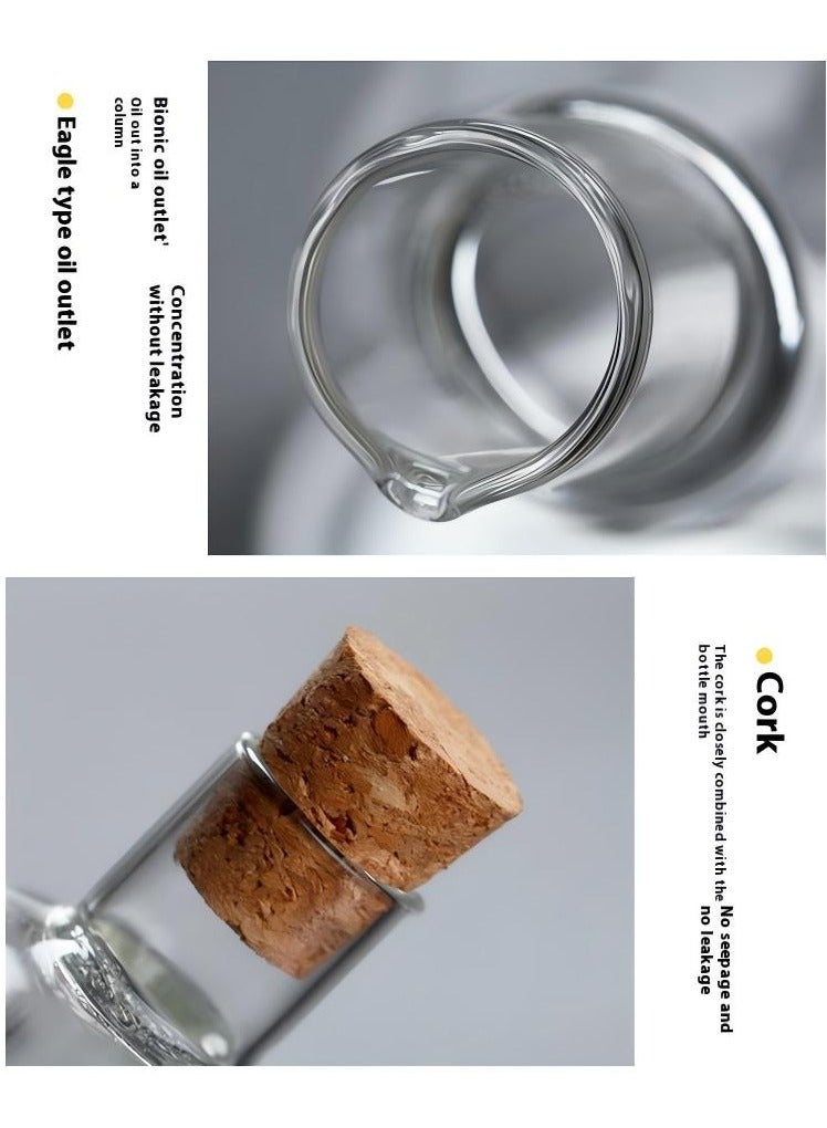 Bluejw زجاجة زيت الزيتون زجاجة يدوية الصنع قاع رطب زجاج بوروسيليكات عالي 2 في 1 زجاجة زيت وخل 440 مل - Image 5