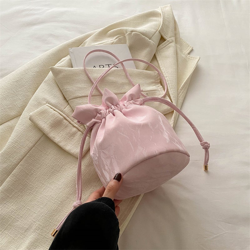 Solid Color Stylish Small Bag Women'S Korean-Style All-Match Ins Bucket Bag Fashionable Shoulder Crossbody Bag - Image 1