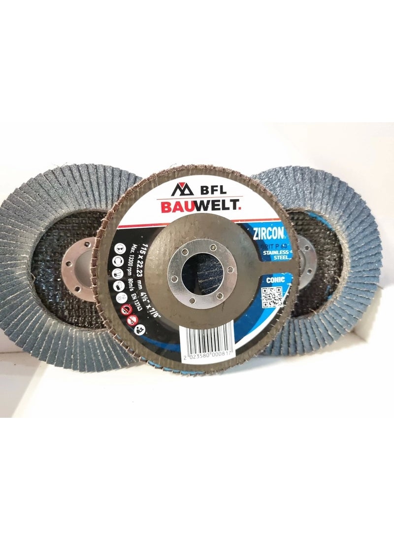 BFL - ÇAP115 Z060 Flap Disc Sanding Paper Inox 5 Pack - Image 1