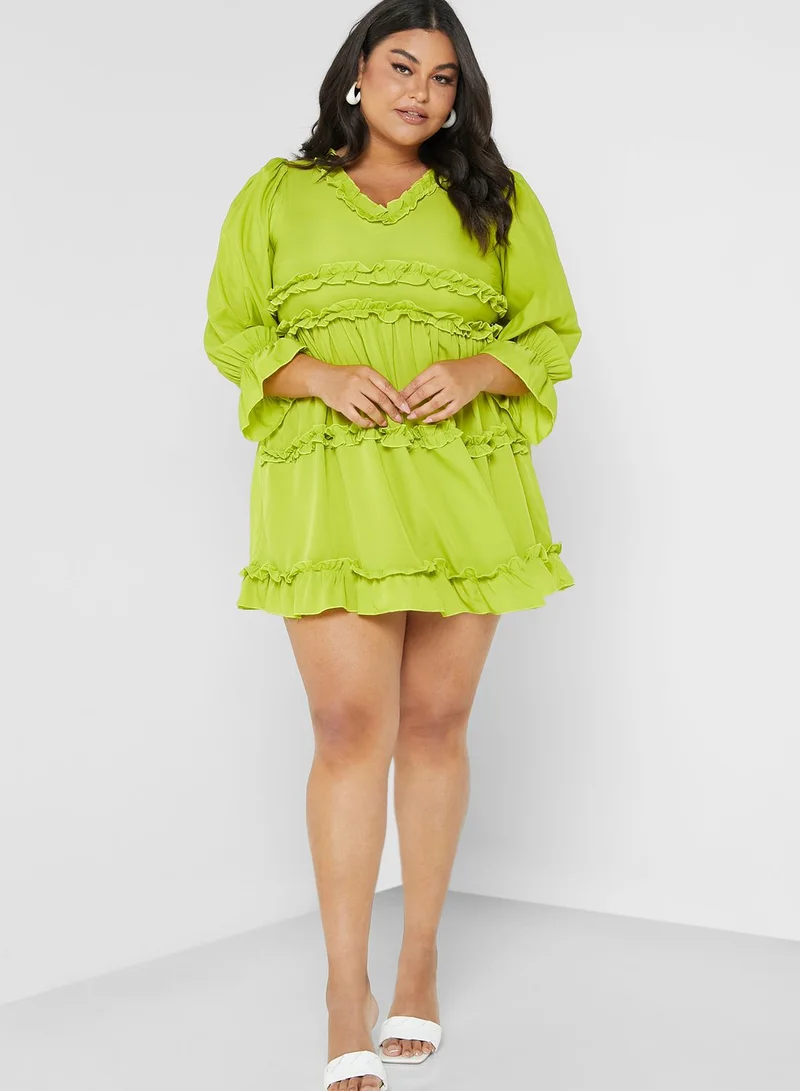 ELLA Tiered Frill Detail Mini Dress