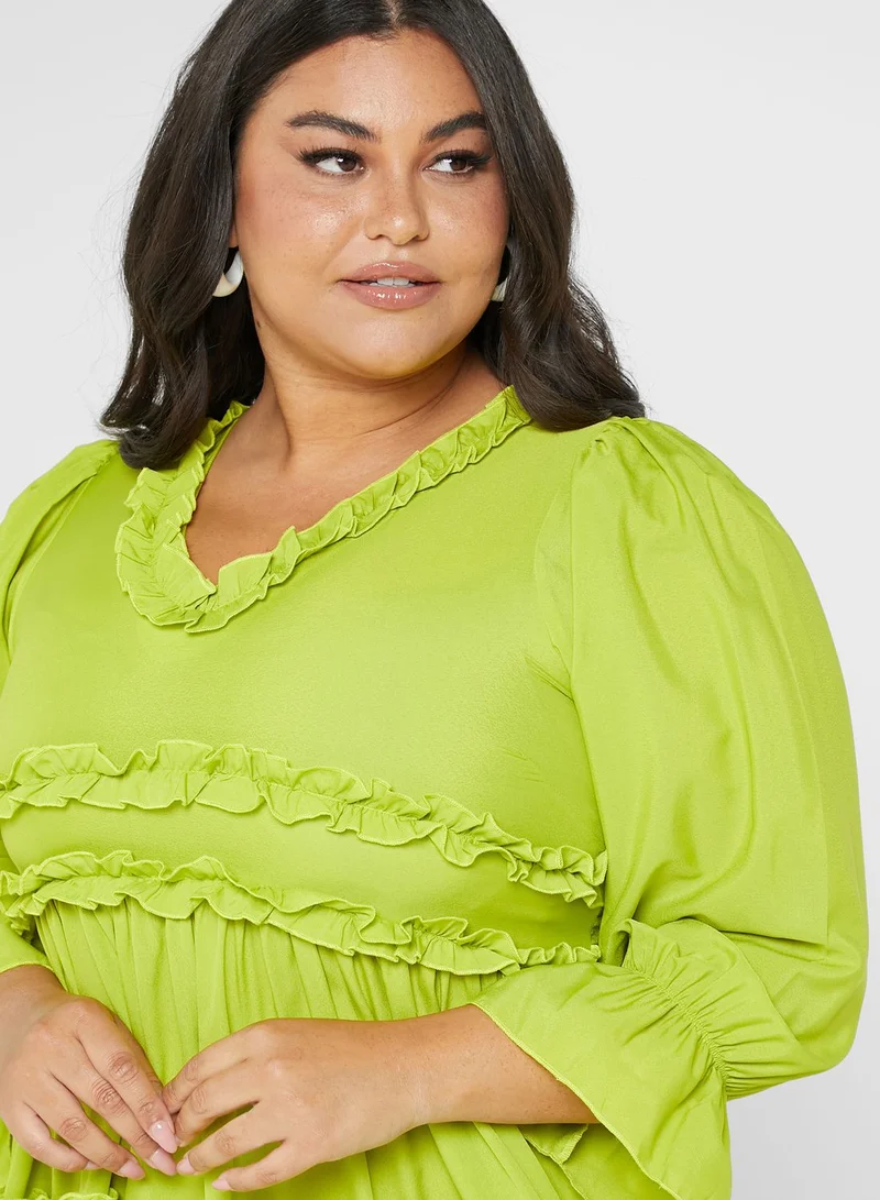 ELLA Tiered Frill Detail Mini Dress
