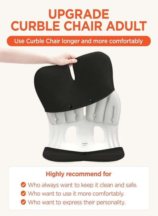 curble غطاء كيربل جراند، غطاء قابل للفصل لكرسي الكبار، دعم مريح للظهر والفقرات القطنية (أسود) - Image 2