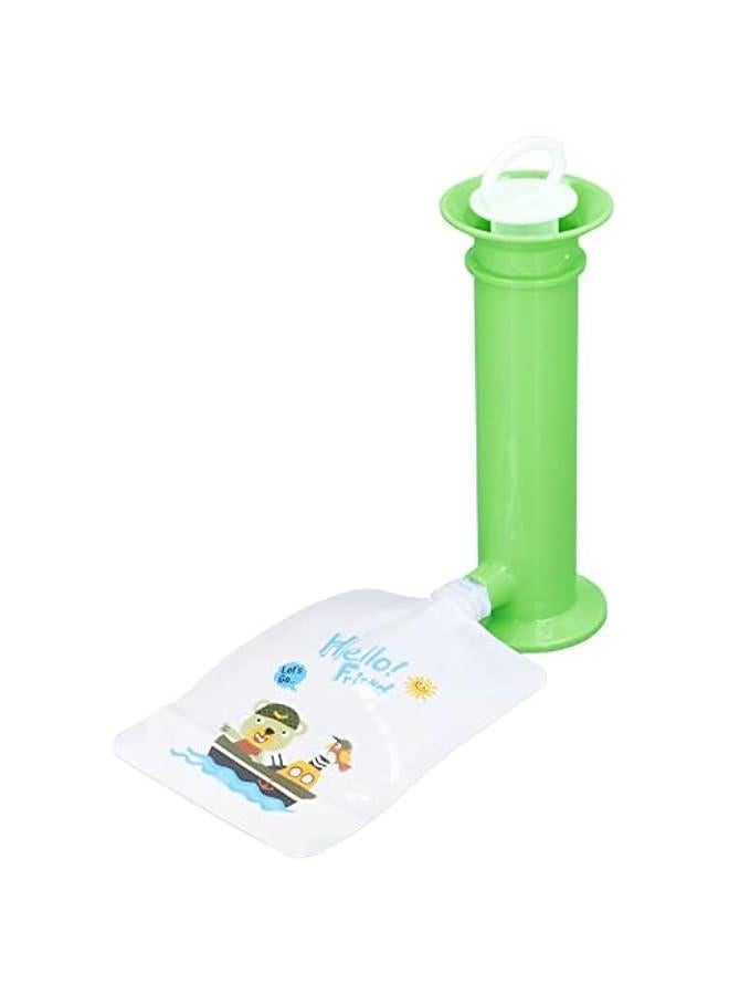 Baby Food Maker, 7pcs Set Baby Food Pouch Maker, Reusable Pure Color Pouches Toddler Fruit Squeeze Puree Filler for Homemade Semi Solid Food for Infant Complementary Food (Green)  - Image 1