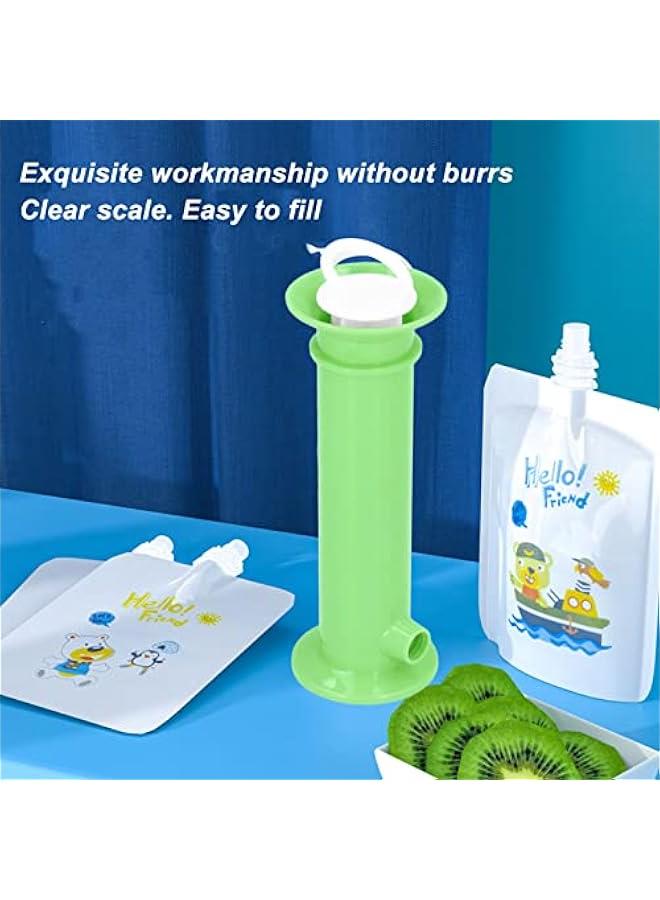 Baby Food Maker, 7pcs Set Baby Food Pouch Maker, Reusable Pure Color Pouches Toddler Fruit Squeeze Puree Filler for Homemade Semi Solid Food for Infant Complementary Food (Green)  - Image 3