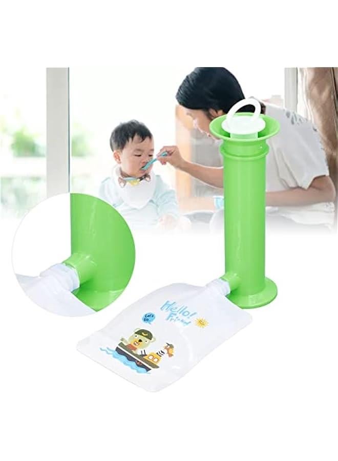 Baby Food Maker, 7pcs Set Baby Food Pouch Maker, Reusable Pure Color Pouches Toddler Fruit Squeeze Puree Filler for Homemade Semi Solid Food for Infant Complementary Food (Green)  - Image 5