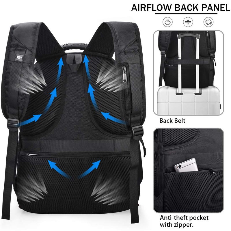 NUBILY Laptop Backpack 17 Inch Waterproof Extra Large TSA Travel Backpack Anti Theft College Business Mens Backpacks with USB Charging Port 17.3 Gaming Computer Backpack for Women Men Red 45 L - Image 5