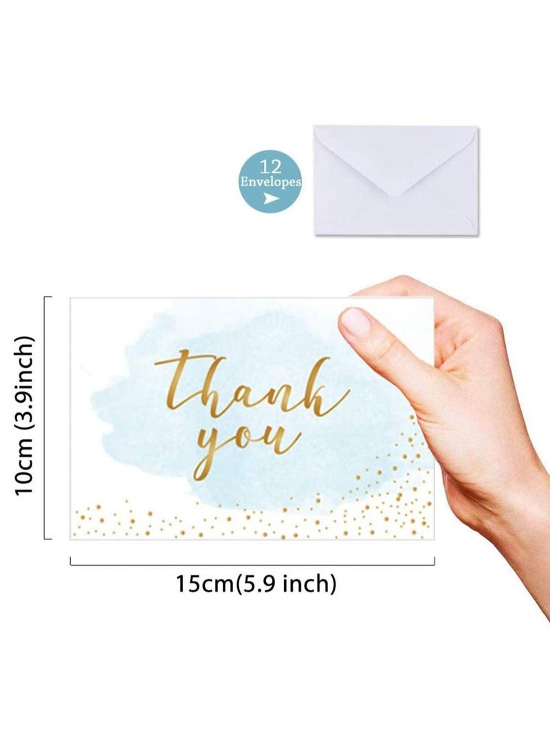 SYOSI 12 Pack Thank You Card with Envelopes and Stickers, 6 Gratitude Cards for Wedding Greeting Baby Shower Bridal Shower Anniversary - Image 3