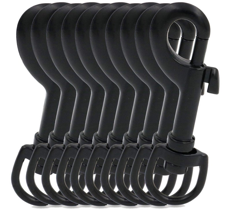 BIKICOCO 3/5'' Swivel Bolt Snap Hook Lobster Claw Clasp Trigger Spring Loaded Clip, D-Ring Ended, Black - Pack of 10 - Image 1