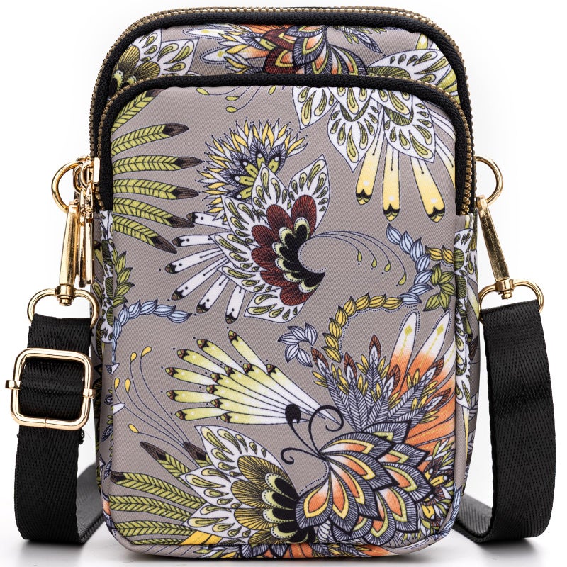 YINHEXI Small Crossbody Bags for Women, Mini Cell Phone Wallet Purse, Shoulder Bag for Women and Men (Gray Boho) - Image 1