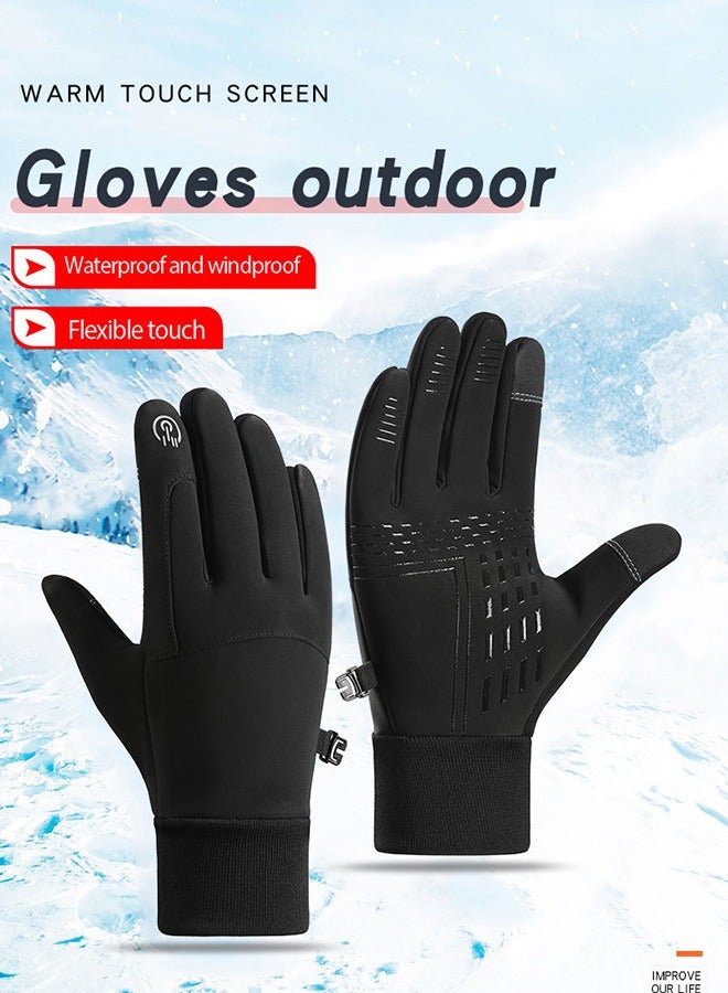 Generic Cycling Gloves Men's Outdoor Windproof Waterproof Plus Velvet Thickened Cycling Non-Slip Wear-Resistant Warm Gloves - Image 1