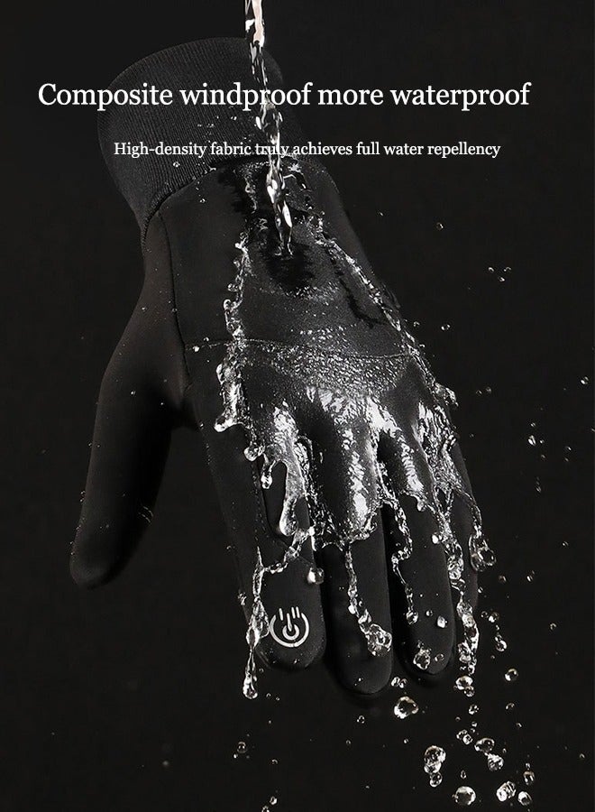 Generic Cycling Gloves Men's Outdoor Windproof Waterproof Plus Velvet Thickened Cycling Non-Slip Wear-Resistant Warm Gloves - Image 3