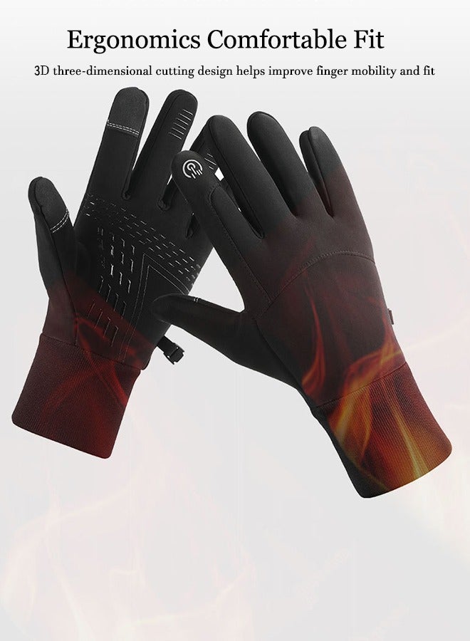 Generic Cycling Gloves Men's Outdoor Windproof Waterproof Plus Velvet Thickened Cycling Non-Slip Wear-Resistant Warm Gloves - Image 4