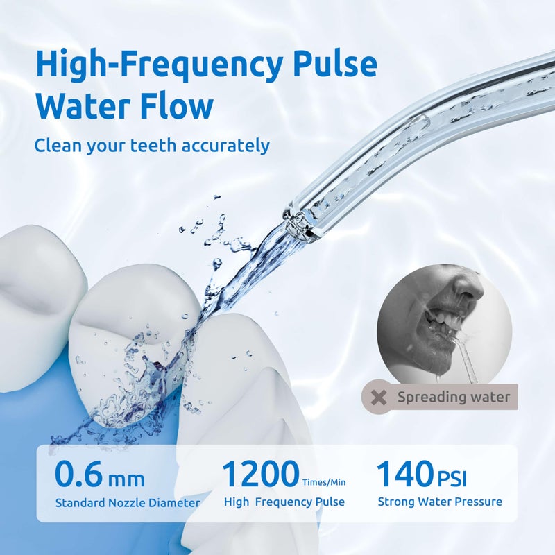 SYNHOPE Water Flosser [ Mini Cordless Portable ] Oral Irrigator Water Teeth Cleaner Pick, Telescopic Water Tank, 3 Modes & IPX7 Waterproof, Home & Travel Water Floss for Teeth, Braces Bridges Care (White) - Image 2