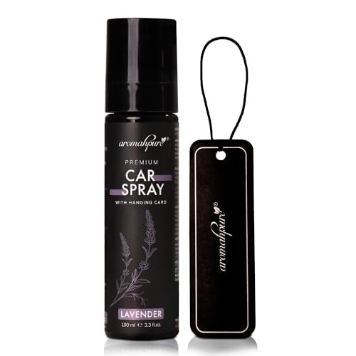 Aromahpure Lavender Car Perfume Spray | 100ml | with Hanging Card | Long Lasting 800+ Sprays Car Fresheners | Travel Friendly Car Air Freshener | CFC Free &Fast Acting Formula - Image 1