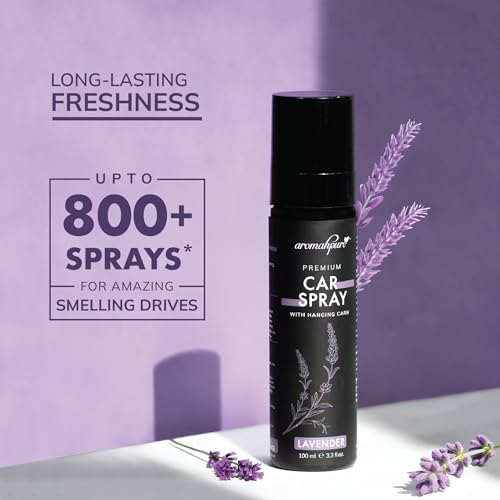 Aromahpure Lavender Car Perfume Spray | 100ml | with Hanging Card | Long Lasting 800+ Sprays Car Fresheners | Travel Friendly Car Air Freshener | CFC Free &Fast Acting Formula - Image 3