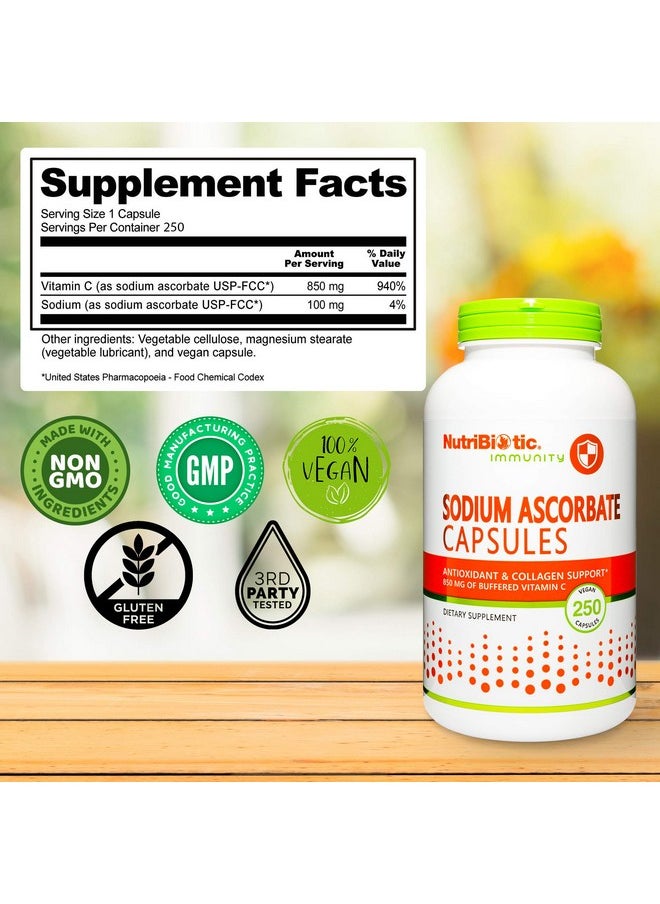 Nutribiotic - Sodium Ascorbate Buffered Vitamin C Capsules 250 Ct ; Vegan Nonacidic & Easier On Digestion Than Ascorbic Acid ; Essential Immune Support & Antioxidant Supplement ; Gluten & Gmo Free - Image 1
