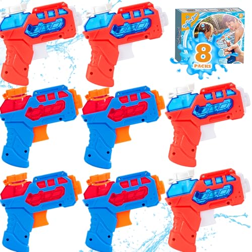 Dekukar 8 Pack Water Gun for Kids Mini Water Pistol for Summer Pool Garden Beach Water Fight Party Favors Fillers for Boys Girls Outdoor Small Squirt Guns Training Toy for Dog Cat Gift Package RedBlue - Image 1