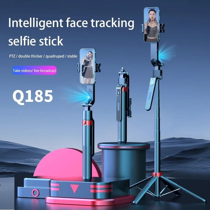 FKU Q185 Auto Face Tracking Tripod with Rechargeable Remote 360° Rotating Holder with Gesture Control for Vlogging (Q185 Face Tracking Camera Selfie Stick) (Q185 AUTO FACE Tracking SEFIE Stick) - Image 5