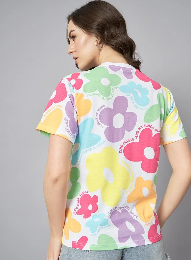 Take Two Women Floral Print Cotton T-Shirt By The Dry State