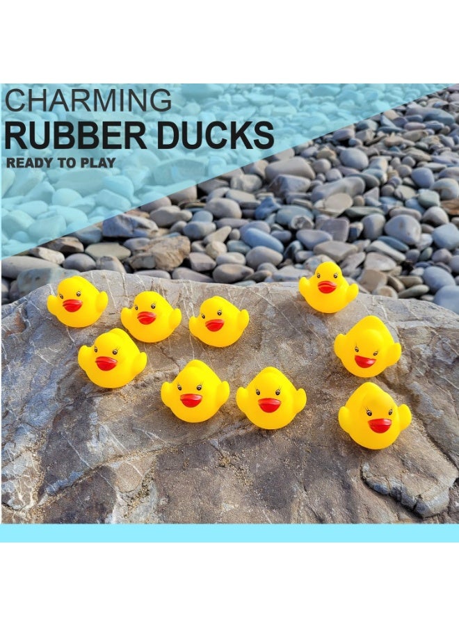FAYET 50 Pcs Yellow Rubber Duck Bath Toys for Toddlers, Floating Squeaky Baby Shower, Bathtub & Party Decoration - Image 2