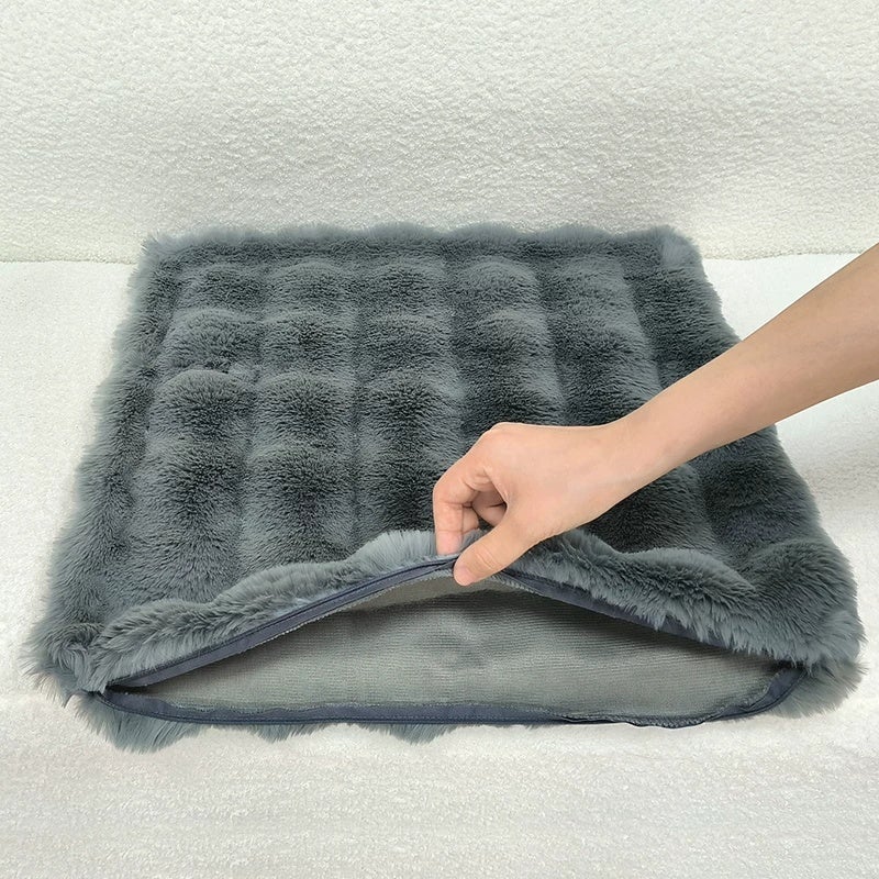 Double-sided imitation rabbit plush pillow, light luxury pillow, large backrest cushion, living room sofa pillow, pillowcase without core, high-end feeling - Image 1