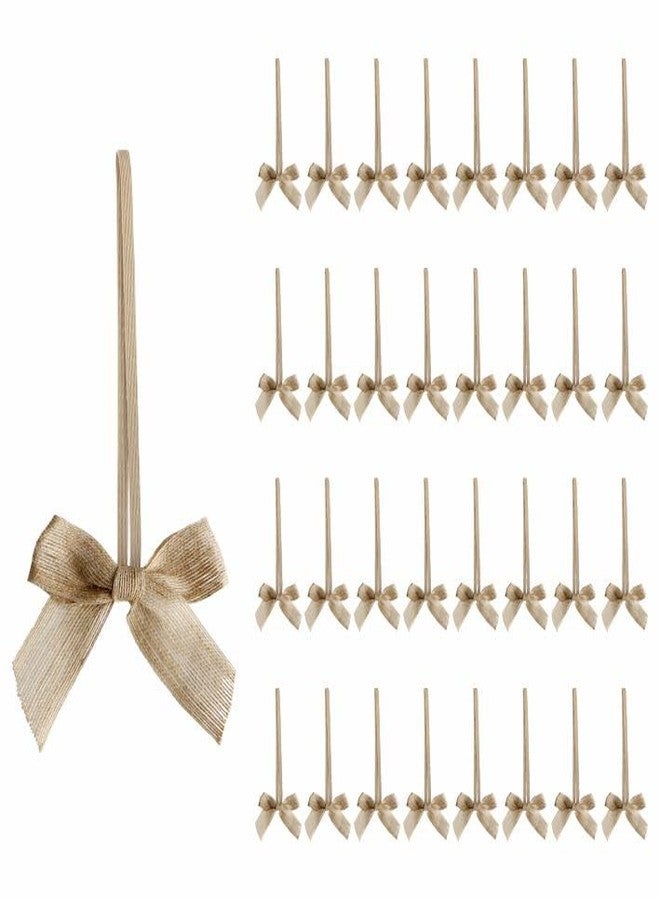 Meseey 30pcs 3 Inch Stretch Elastic Loops with Pre-Tied Burlap Ribbon Bows for Gift Wrapping,Baby Showers, Weddings, Christmas Boxes (Linen, 3 Inch - Image 1